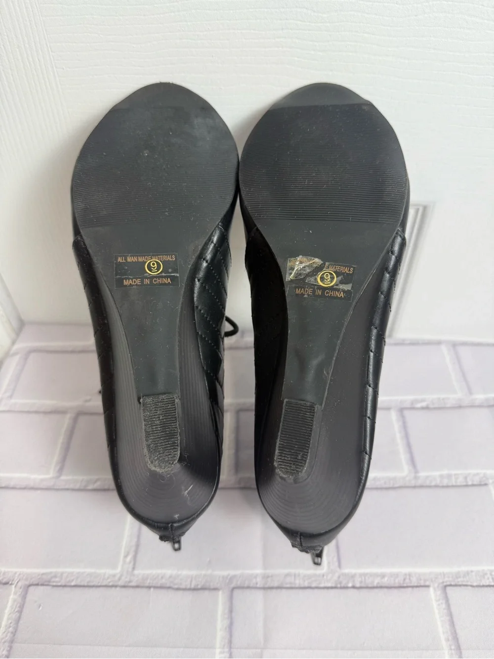 Bonnibel Black Cutout Lace-Up Wedge Sandals Peep Toe Size 9